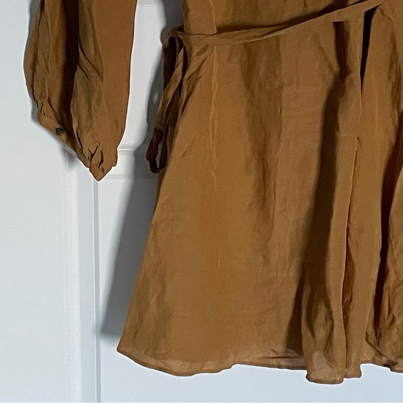 Madewell Linen-Blend Balloon-Sleeve Wrap Dress 35364 - Picture 4 of 13